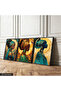African Women 3 Pieces Wooden Framed Painting Act - 2