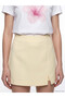 Yellow Zippered Waist Slit Mini Skirt - 3