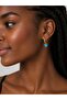 Blue Enamel Heart Lock Charm Dangle Gold Plated Steel Hoop Earrings - 2