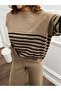 Stylish Striped Knitwear Top and Bottom Set - 7