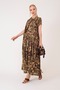 Authentic Women's Yellow Ethnic Pattern Asymmetric Short Sleeve Mother Dress - 5