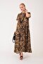 Authentic Women's Yellow Ethnic Pattern Asymmetric Short Sleeve Mother Dress - 6