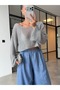 Sequined Crop Merserized Knitwear Gray - 2
