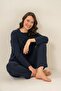 Women's Navy Blue Long Sleeve Pajama Set Pc9304-S-V2 - 2