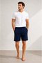 Cotton Men's Pajama Shorts Thin Combed Cotton Navy Blue with Pockets Comfortable Fit Anti-Sweat Fabric Lycra Home Shorts - 3