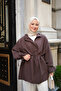 Women's Waist Tie Strap Detailed Zippered Tunic Brown - 2