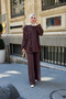 Women's Lined Tulle Suit with Ruffle Detail Pants Brown - 4