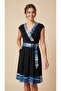 Double Collar Belt Detail Short Women's Dress - 2