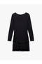 Long Sleeve Round Neck Draped Mini Pleated Knitwear Dress - 4