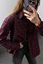 Burgundy Stone Detailed Checkered Shirt - 3