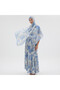Silk Satin Looking Blue Water Wave Patterned 70X190 Shawl 70X190 Blue - 6