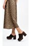 Tarex Women's Heeled Sabo Suede Platform Thick Heel Laser Cut Perforated Rivet Detailed Open Back Slippers - 4