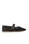 Black Leather Women's Flat Ballerinas