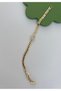 Special Series Elegant Xp Gold Color Bracelet with Square Baguette Stones in the Middle - 3