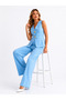 Monarch Elegance Gold Button Detailed Vest & Wide-Leg Pants Set - 2
