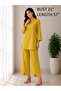 - Cotton Blend Co-Ord Set – Mustard Yellow - Mandarin Collar Tunic with Wide Leg Pants - 2