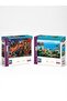 Under the Lights and Seaside Village Double Set - 1000 + 500 Piece Double Puzzle Set