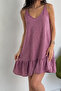 Keten Look Fabric Woven Dress with Adjustable Straps - 3