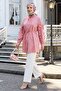 Ruffle Sleeve Belted Pink Tunic - 3