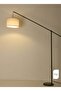 Creative Simple Atmosphere Standing Floor Lamp Cantilever Vertical Adjustable Balance Arm Natural Linen Drum Lampshade Matte Black Metal Pole Foot Switch - 3