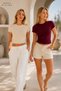 Women's Crop 2-Piece T-Shirt Body 2-Piece Set Crop T-Shirt Short Sleeve T-Shirt Crew Neck Lycra Watermelon Sleeve Body Crop T-Shirt Summer Stretchy Fabric - 5