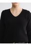 Lcw Comfort Black V-Neck Shiny Textured Women's Knitwear Sweater - 3