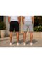 Double Black Gray Men's Shorts Set Relaxed Fit Wide Fit Shorts - 2