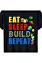 تي شيرت مطبوع عليه عبارة "Made US Eat Sleep Build Repeat Building Bricks Blocks Master Builder" - 7