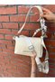 Women's Scarf Detailed Large Volume Soft Leather Stylishly Designed Hand and Shoulder Bag Shoulder Bag - 5