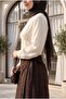 Buttoned Front V-Neck Laced Embroidered Transparent Blouse -Beige - 5
