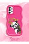 Samsung Galaxy A73 Compatible Case Camera Protector Red Silicone Couple Phone Case Panda Pattern - 2