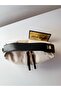 Women's Black Canvas Leather Detailed Shoulder Bag Striped Classic Handbag - 4