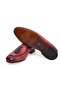 Red Color Laceless Genuine Leather Leather Sole Men's Shoes - 3
