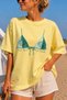Women's Oversize T-Shirt Tara Beach Printed Yellow – Crew Neck, Comfortable Fit, 100% Cotton
