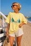 Women's Oversize T-Shirt Tara Beach Printed Yellow – Crew Neck, Comfortable Fit, 100% Cotton - 2