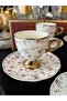 6-Piece Flowered Gilding Detail Coffee Cup Set with Stands 90 ml - 7