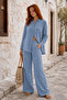 Muslin Shirt and Wide-Leg Pants Two-Piece Set - 3