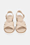 Women's Beige Genuine Leather Sandals with Straps, Flat Sole, Daily Use, Size 36-42 - 4