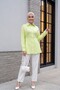 Striped Buttoned Modal Tunic with Side Laces - Light Yellow - 4
