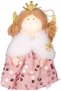 Christmas Ornament, Fairy Figure, Pink-Gold, Hanging, Dangling Legs, Sequined Dress, Fur Collar, Snow White - 2
