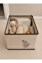 Floral Patterned Closet Organizer Box with Lid - 30X30X30 cm Foldable Multi-Purpose Storage Box - 5