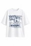 Women's Oversize Whoops Printed Lycra Crew Neck T-Shirt Set of 3 (95% Cotton) (Mustard, Stone Color, White) - 4