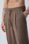 Men's Linen Brown Baggy Pleated Trousers - 4