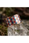 Copper Blue Red Checkered Pattern Wide Form Adjustable Ring - 2