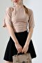 Women's Sandy Side Gathered Short Sleeve Blouse