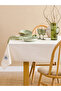 Beige Eye Embroidered Tablecloth - 150X150 cm - 3