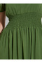 Green A-Line Maxi Dress with Shirred Waist - 4