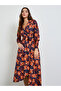 Multi Floral Wrap Midi Dress with Long Sleeves - 2