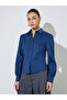 Navy Blue Puff Sleeve Fitted Shirt - 3