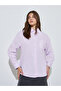 Purple Solid Long Sleeves Oversized Shirt - 3